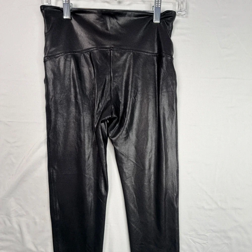 Spanx Faux Leather Leggings Black High Waist Shaper Pants Large 20110R